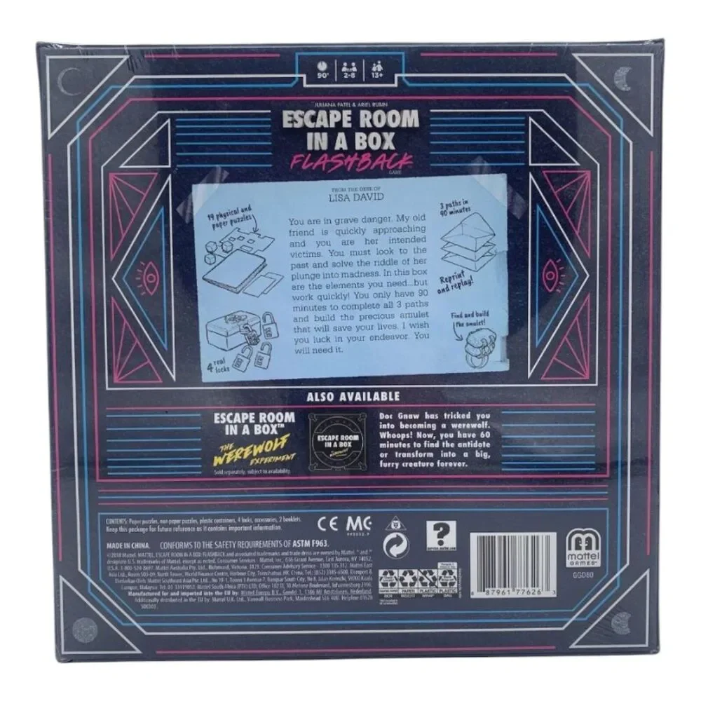 Escape Room In A Box Flashback Board Game Mattel Complete Family Game Night